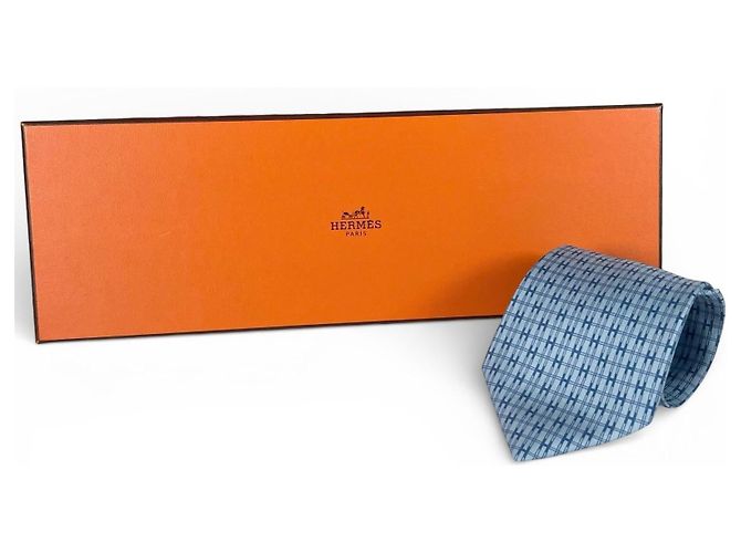 Hermès H motif Silk Tie Blue - view 2
