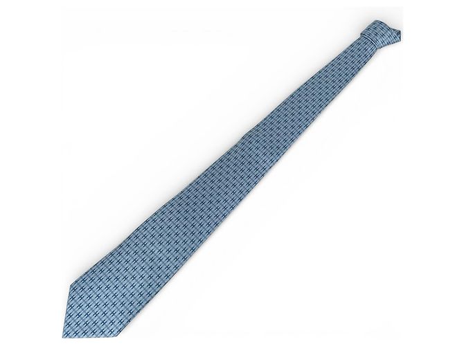 Hermès H motif Silk Tie Blue - view 3