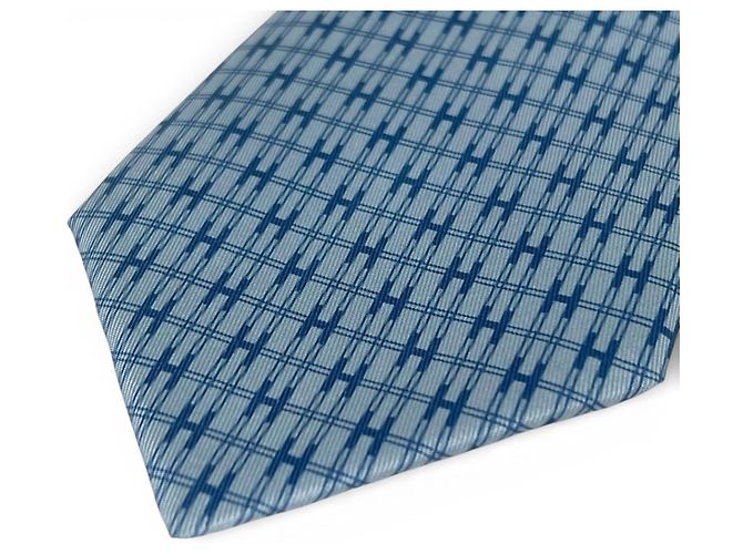 Hermès H motif Silk Tie Blue - view 4