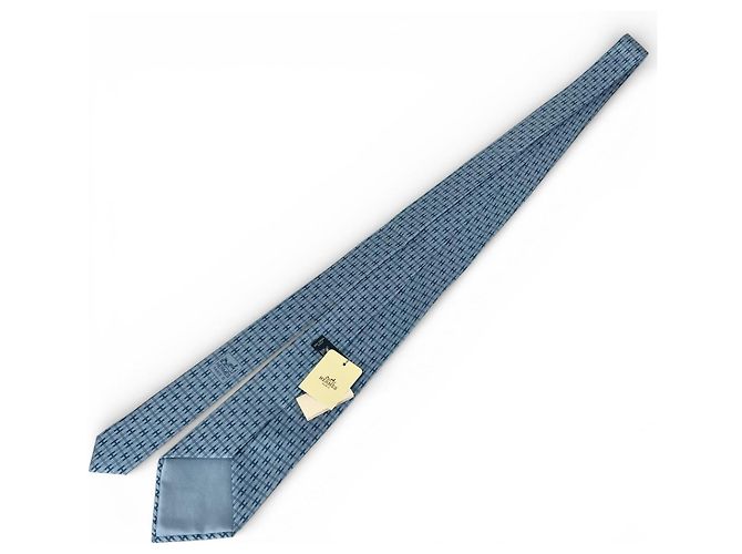 Hermès H motif Silk Tie Blue - view 6
