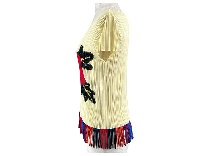 Issey Miyake PLEATS PLEASE Camiseta de poliéster Hibiscus/Fringe Multicolor - vista 2