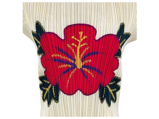 Issey Miyake PLEATS PLEASE Camiseta de poliéster Hibiscus/Fringe Multicolor - vista 5