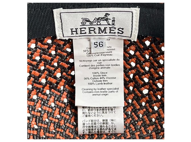Hermès Cap Tanzanian Serie Button Strohhut Mehrfarben - Ansicht 7