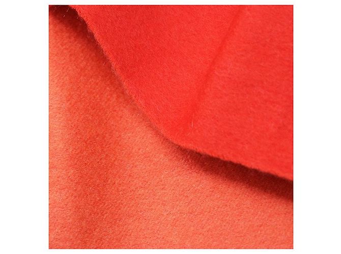 Hermès H Logo Kaschmir-Schal doppelseitig Rot Orange - Ansicht 6