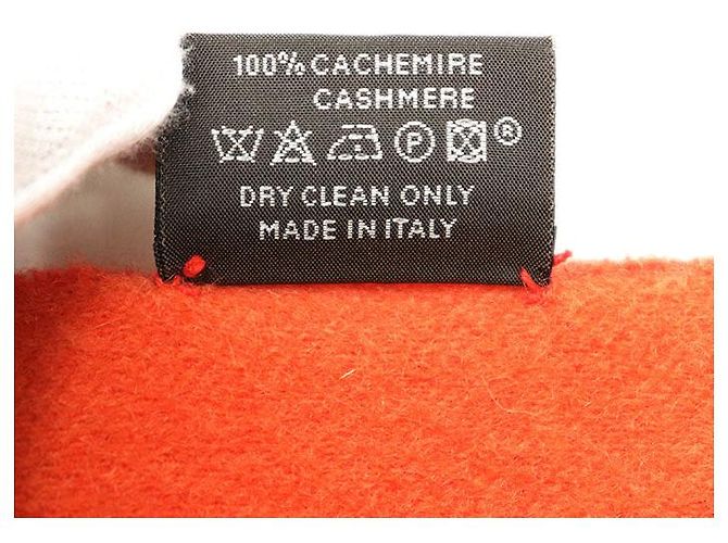 Hermès H Logo Kaschmir-Schal doppelseitig Rot Orange - Ansicht 8