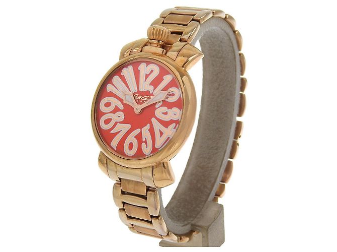 Autre Marque Gaga Milano MANUALE35 vergoldete Uhr Rot - Ansicht 2
