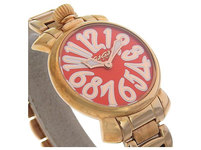 Autre Marque Gaga Milano MANUALE35 vergoldete Uhr Rot - Ansicht 3