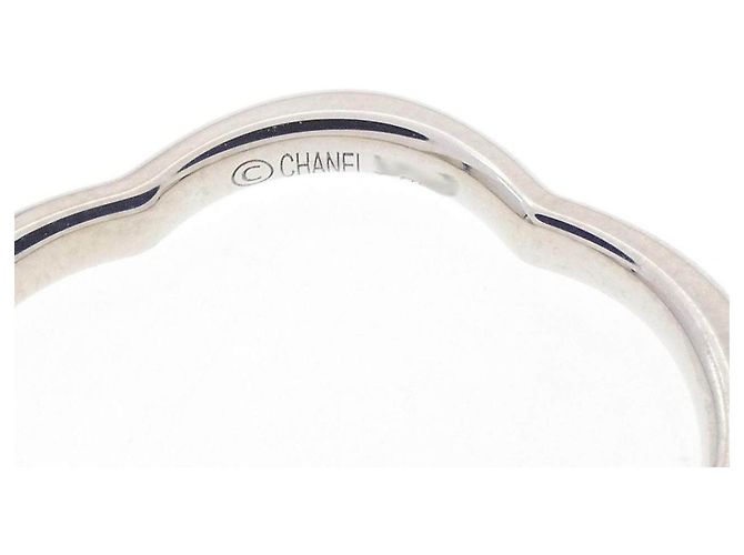 Chanel Camellia 1P 750 Weißgold Diamantring Größe 8 Silber - Ansicht 4