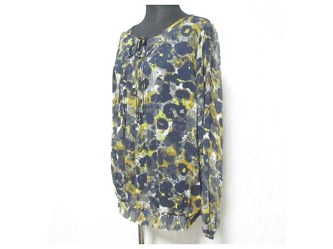 Autre Marque 7-ID concept transparente Bluse mit Blumenprint Blau Marineblau - Ansicht 3