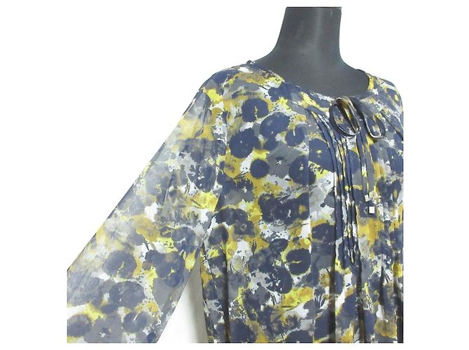 Autre Marque 7-ID concept transparente Bluse mit Blumenprint Blau Marineblau - Ansicht 4