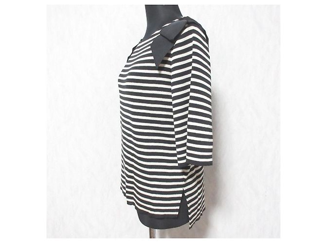 Autre Marque Rene Ribbon Strick-Oberteil gestreift Schwarz - Ansicht 3