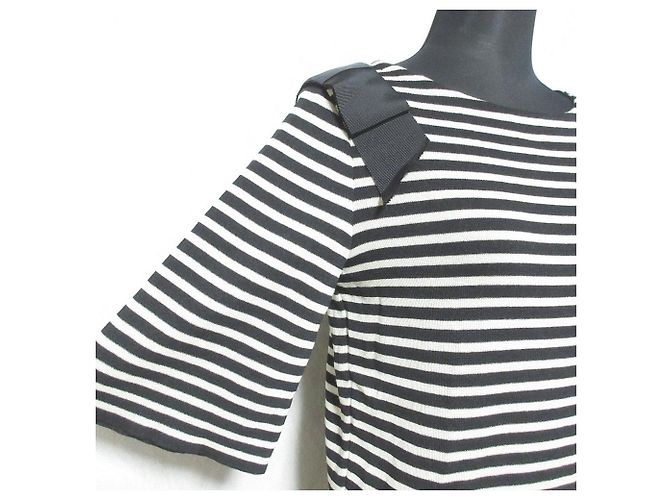 Autre Marque Rene Ribbon Strick-Oberteil gestreift Schwarz - Ansicht 4