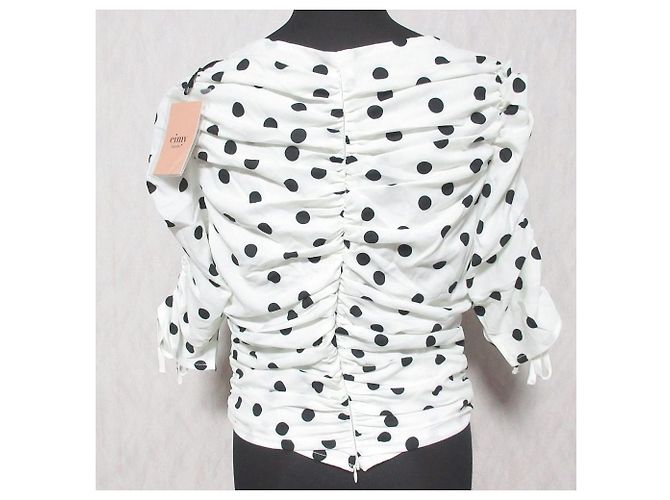 Autre Marque eimy istoire Dot Gather Bluse Weiß - Ansicht 2