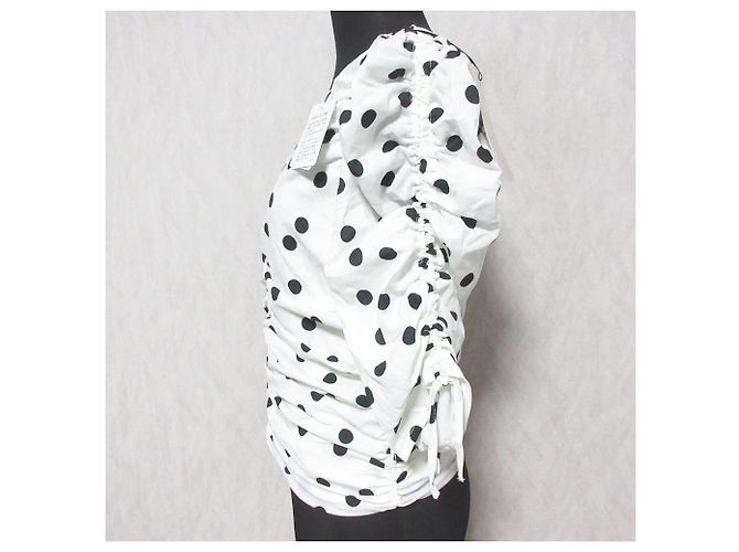 Autre Marque eimy istoire Dot Gather Bluse Weiß - Ansicht 3