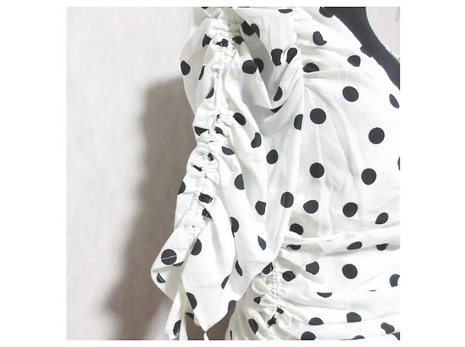 Autre Marque eimy istoire Dot Gather Bluse Weiß - Ansicht 4