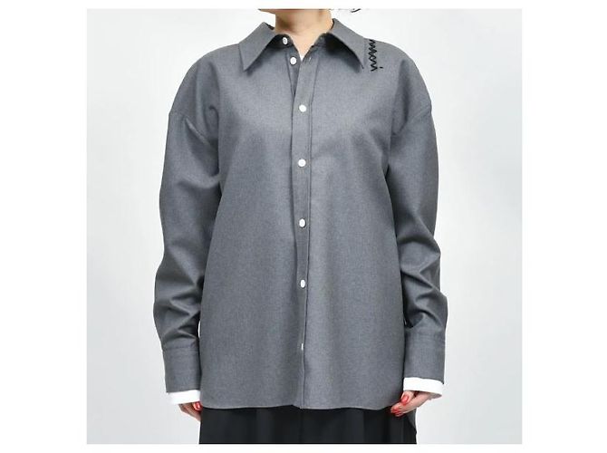 Camicia in lana Marni CAMA0613QS TW839 Marrone - vista 3