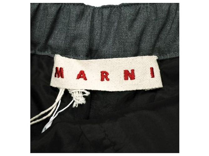 Marni PAMA0482U0 TW839 Pantalones rectos de lana tropical Castaño Damier ebene - vista 9