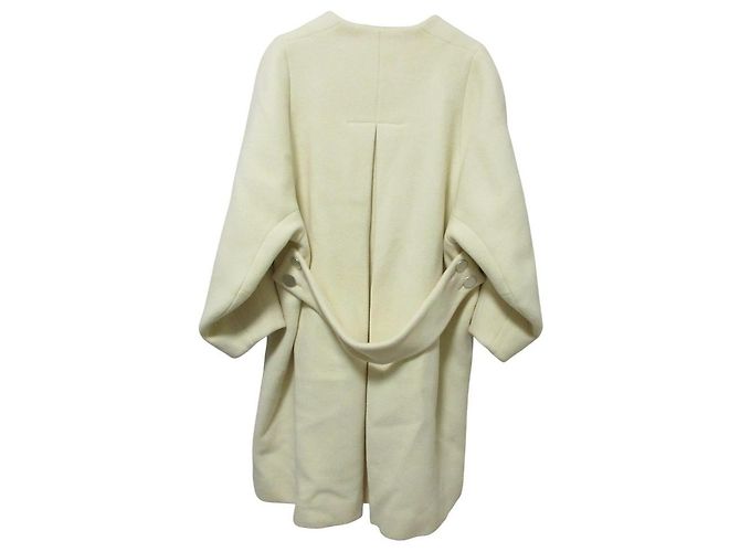 Autre Marque Abrigo de lana sin cuello con mangas cocoon styling Crudo - vista 2
