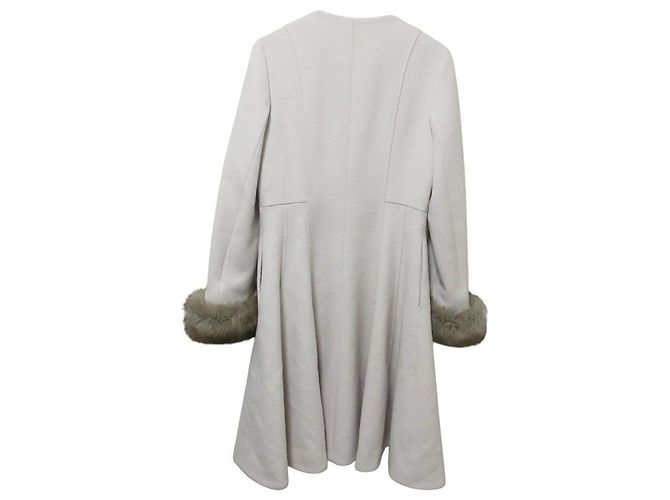 Autre Marque Abrigo largo acampanado sin cuello con puños de piel Aveniretoile Beige - vista 2
