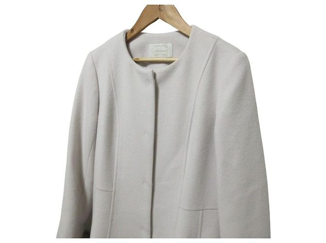 Autre Marque Abrigo largo acampanado sin cuello con puños de piel Aveniretoile Beige - vista 4