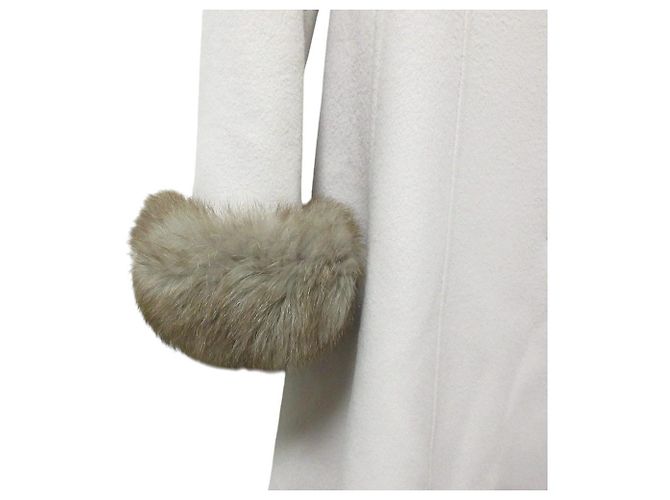 Autre Marque Abrigo largo acampanado sin cuello con puños de piel Aveniretoile Beige - vista 5