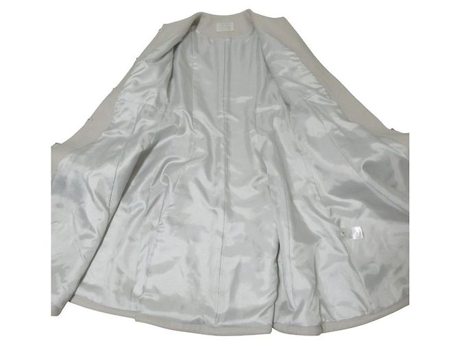Autre Marque Abrigo largo acampanado sin cuello con puños de piel Aveniretoile Beige - vista 7