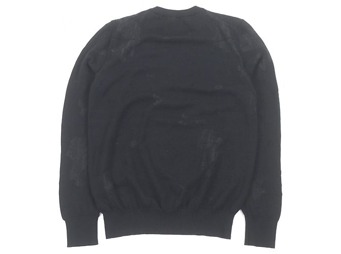 Autre Marque Dior Oblique Crushed Opal Processing Thin Wool Sweater Black - view 3