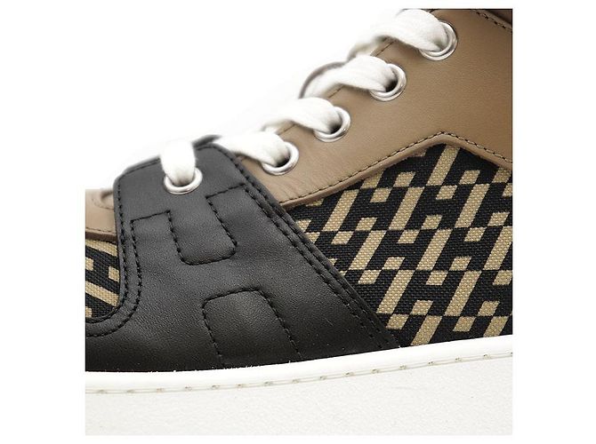 Hermès Baskets Hermes Freestyle en nylon haute densité et cuir de veau Noir Camel - vue 12