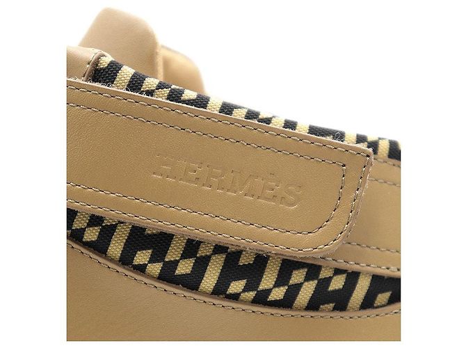 Hermès Baskets Hermes Freestyle en nylon haute densité et cuir de veau Noir Camel - vue 13