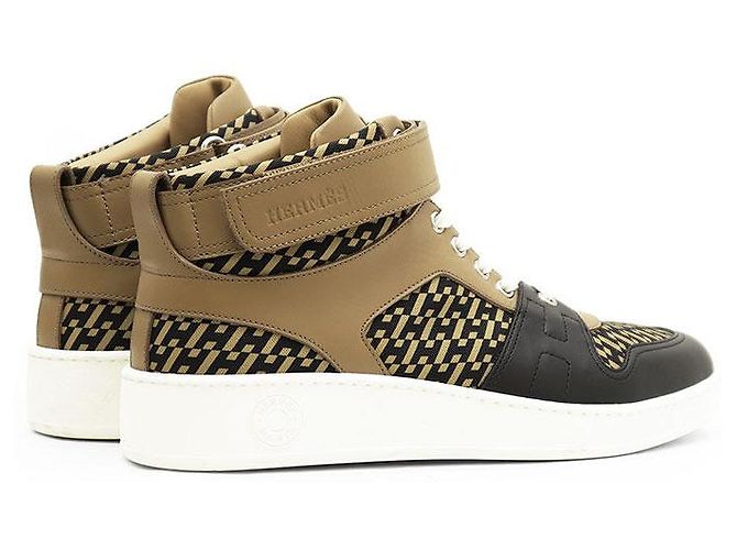 Hermès Baskets Hermes Freestyle en nylon haute densité et cuir de veau Noir Camel - vue 14