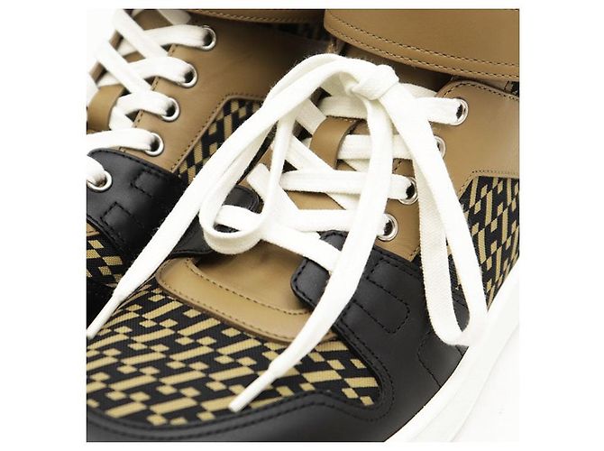 Hermès Baskets Hermes Freestyle en nylon haute densité et cuir de veau Noir Camel - vue 3