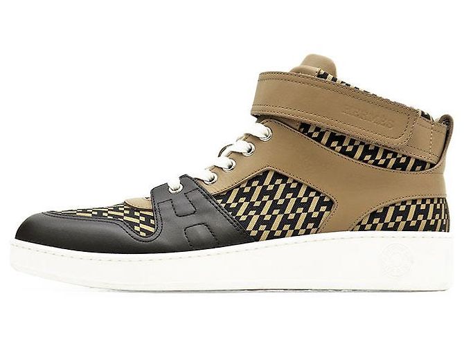 Hermès Baskets Hermes Freestyle en nylon haute densité et cuir de veau Noir Camel - vue 4