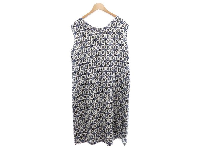 Vestido de seda Max Mara S Castaño Azul Beige - vista 2