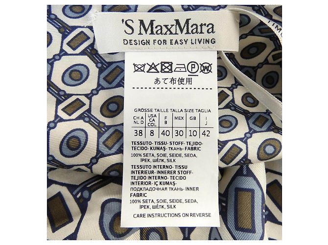 Vestido de seda Max Mara S Castaño Azul Beige - vista 3