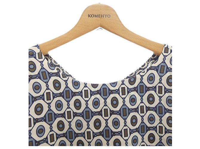 Vestido de seda Max Mara S Castaño Azul Beige - vista 4