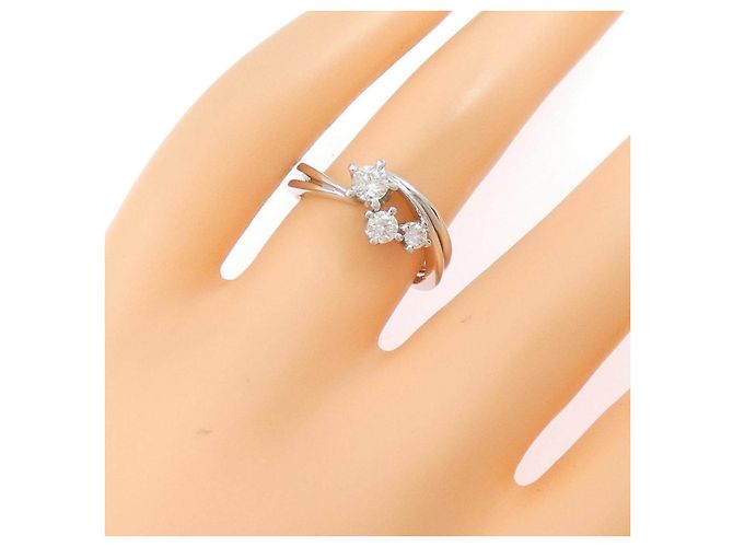 Autre Marque Anel de Pt900 com diamantes Prata - vista 5