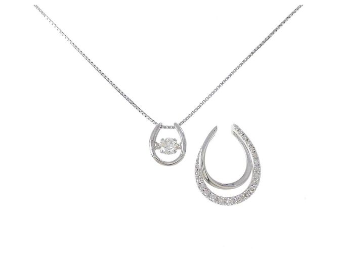 Autre Marque PT900 PT850 2-Wege Diamant-Halskette Silber - Ansicht 6
