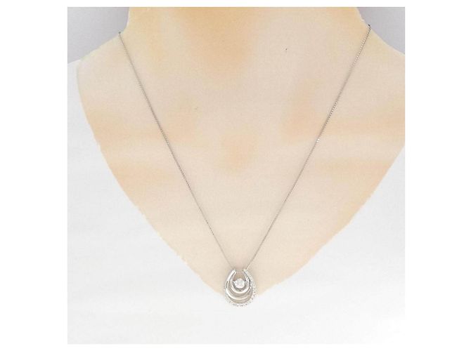 Autre Marque PT900 PT850 2-Wege Diamant-Halskette Silber - Ansicht 7