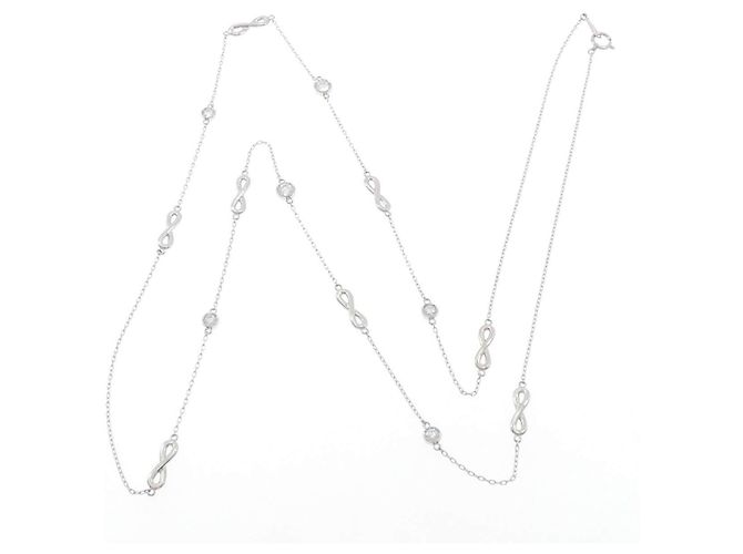 Autre Marque Diamantenhalskette aus PT950 Silber - Ansicht 7
