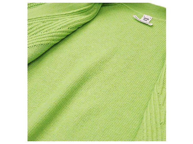 Cardigã de malha de cashmere e algodão Hermès Crew de Selle 34 Verde Verde claro - vista 11