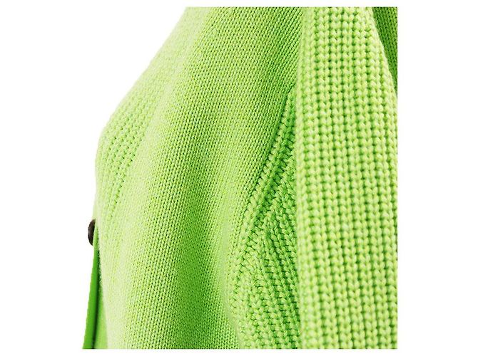 Cardigã de malha de cashmere e algodão Hermès Crew de Selle 34 Verde Verde claro - vista 13