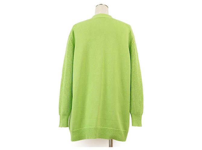 Cardigã de malha de cashmere e algodão Hermès Crew de Selle 34 Verde Verde claro - vista 6