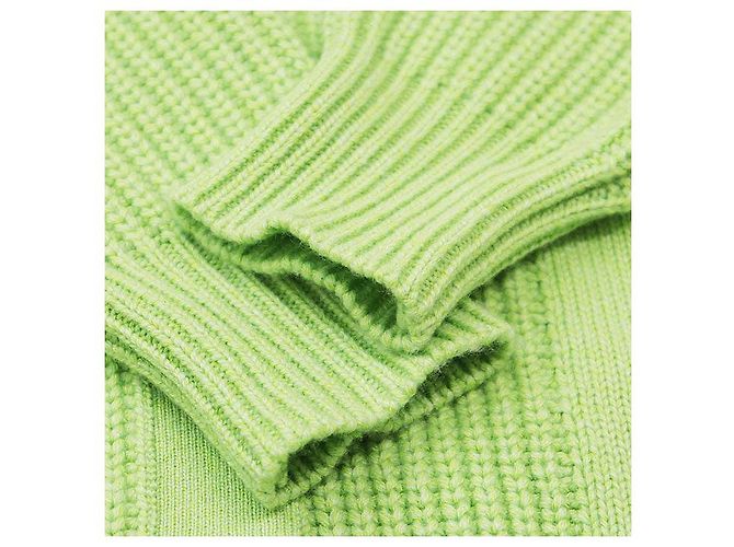 Cardigã de malha de cashmere e algodão Hermès Crew de Selle 34 Verde Verde claro - vista 9