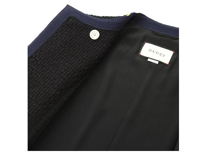 Chaqueta sin cuello cruzada de tweed Gucci Roja Azul Amarillo Azul marino - vista 12