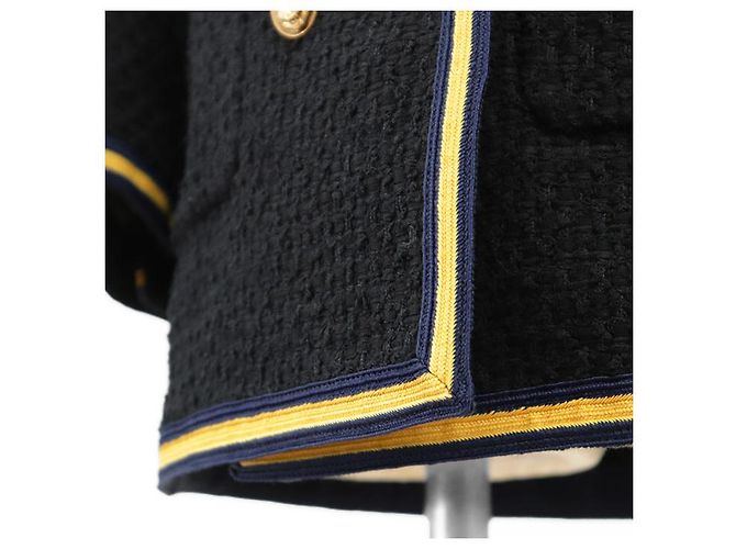 Chaqueta sin cuello cruzada de tweed Gucci Roja Azul Amarillo Azul marino - vista 4