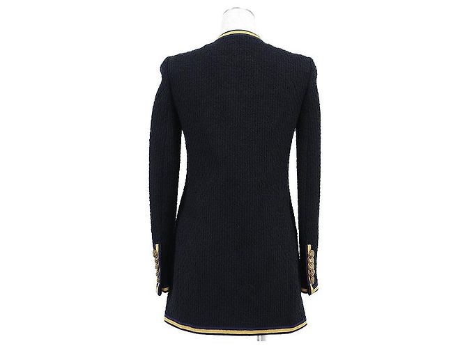 Chaqueta sin cuello cruzada de tweed Gucci Roja Azul Amarillo Azul marino - vista 7