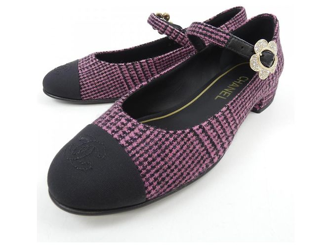 Scarpe Mary Janes Chanel Nero Rosa - vista 3