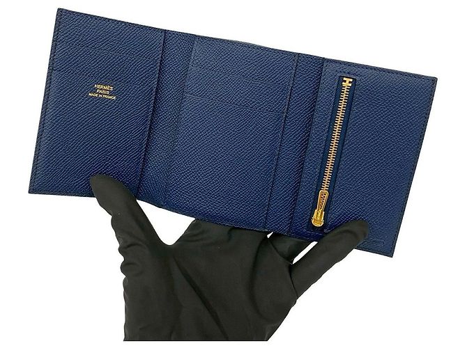 Hermès Béarn Epsom Trifold Geldbörse Schwarz - Ansicht 7