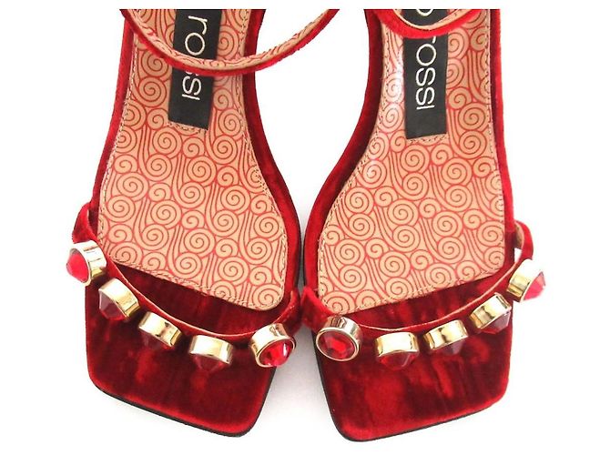 Autre Marque Sergio Rossi Bijou Samtsandaletten Rot - Ansicht 2