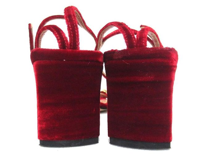 Autre Marque Sergio Rossi Bijou Samtsandaletten Rot - Ansicht 6